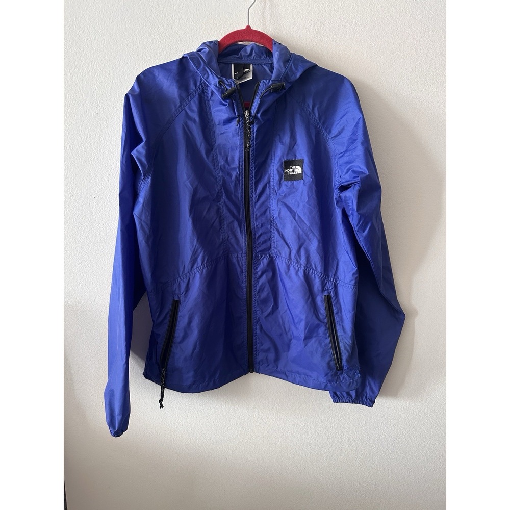 The North Face Men's Hooded Windbreaker Jacket Blue XS Zip Pockets Lightweight